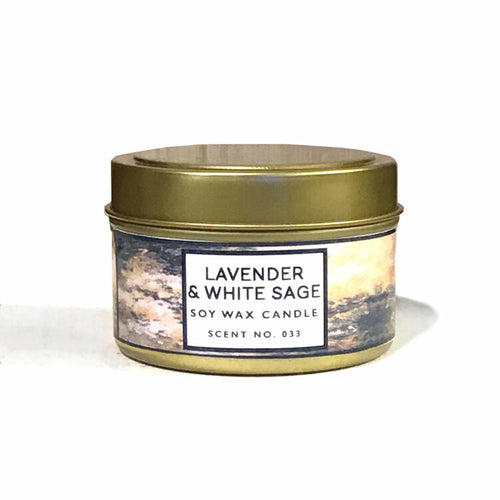 Lavender + White Sage Aromatherapy Scented Soy Wax Candle